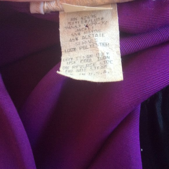 Benson & Smith Vintage 90s Purple Iridescent w/Black Sheer Sleeves Blazer Size 9 - Picture 5 of 5